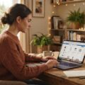 Person sammenligner priser på laptop for at finde det bedste tidspunkt for tilbud