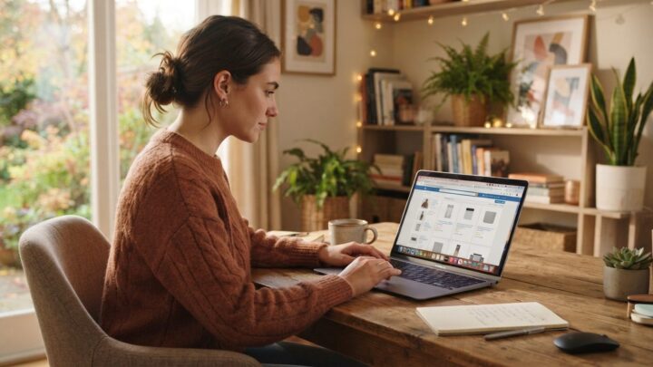Person sammenligner priser på laptop for at finde det bedste tidspunkt for tilbud